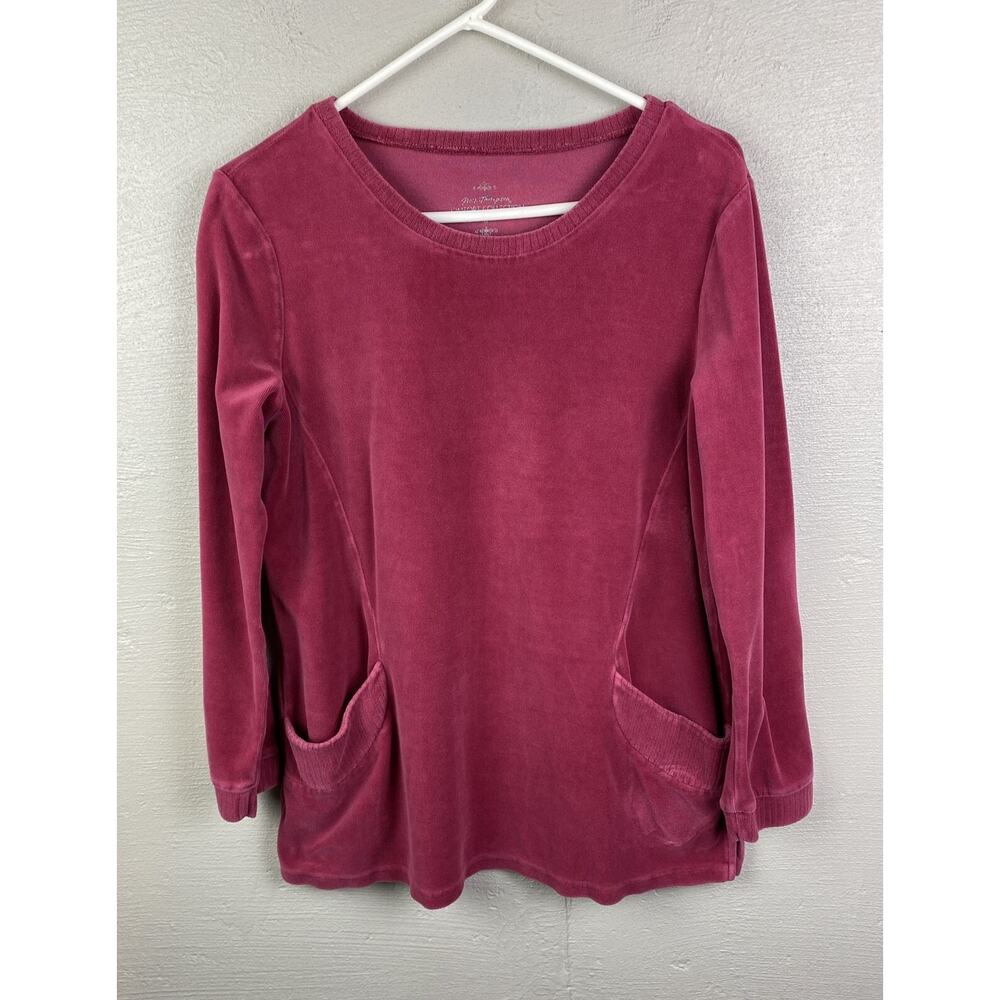 Norm Thompson Comfort Collection Women’s Pink Velvet Top With Pockets Size M